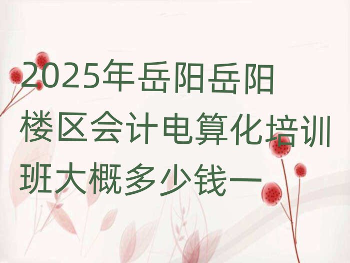2025年岳陽岳陽樓區會計電算化培訓班大概多少錢一